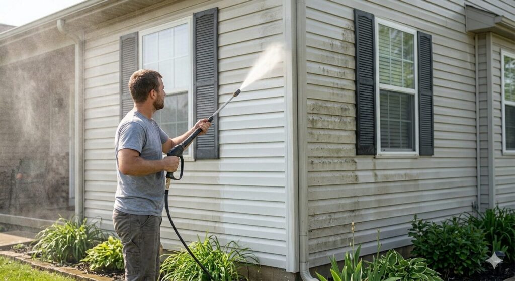 Pressure washing siding in Texas